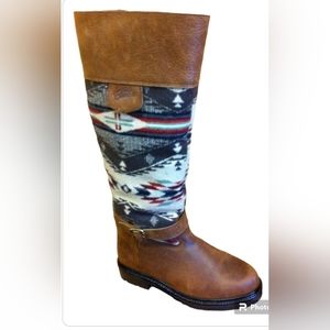Paul Brodie Women's leather wool Winter Boot with Pendleton